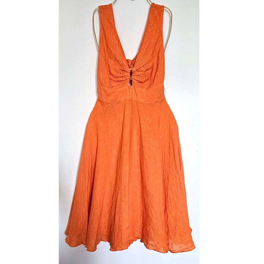 Blue Positano 100% Linen Sleeveless A-Line Tank Mini Sun Dress Sundress Medium